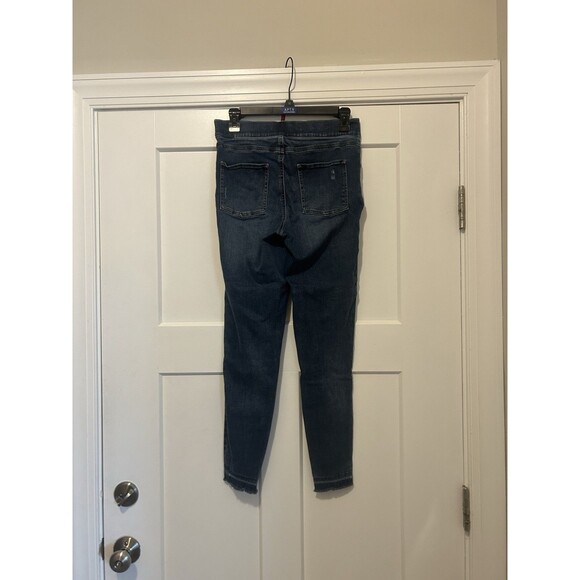 SPANX Size Medium Dark Wash Skinny Pull-on Jeans Denim Shapewear Tummy Control - Picture 8 of 9